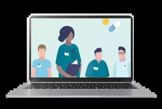 dessin de quatre personnages personnel de santé