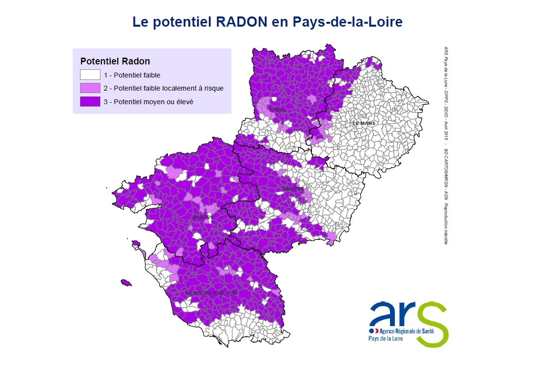 Carte du potentiel radon dans la région