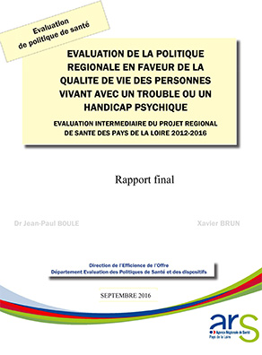 couverture du rapport d'évaluation de la politique régionale en faveur de la qualité de vie des personnes vivant avec un trouble ou un handicap psychique