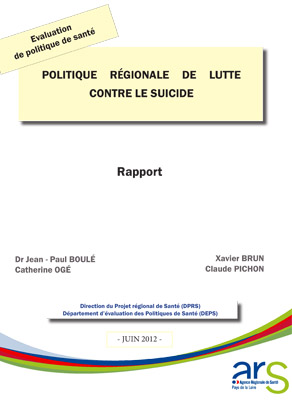 couverture pour le rapport régional de lutte contre le suicide, publié en juin 2012