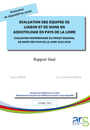 couverture du rapport d'évaluation des équipes de soins de liaison et de soins en addictologie en Pays de la Loire