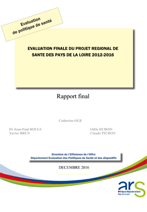 couverture de l'évaluation finale du projet régional de santé 2012 - 2016 réalisé par la direction de l'efficience de l'offre en décembre 2016