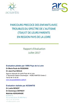Rapport d'évaluation publié en juillet 2017. Cette évaluation a été pilotée par l'ARS Pays de la Loire et réalisée par Acsantis.