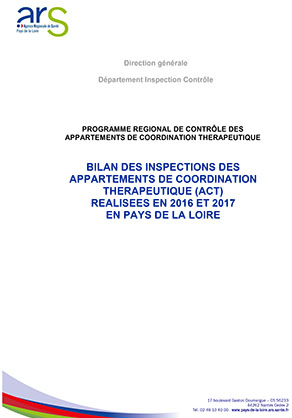 couverture du bilan des inspections des appartements de coordination thérapeutique réalisées en 2016 et 2017 en pays de la loire.