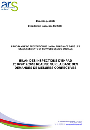 couverture pour le bilan des inspections d'établissements d'hébergements pour personnes âgées dépendantes