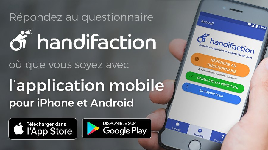 Répondez au questionnaire handifaction où que vous soyez avec l'application mobile pour Iphone et Android