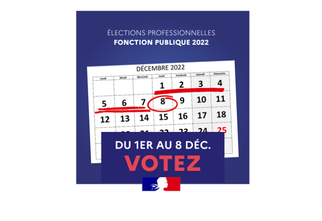 Élections professionnelles fonction publique 2022. Du 1er au 8 décembre : votez !